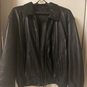 Mens Bostonian Lined Black Leather Jacket Size 3XL